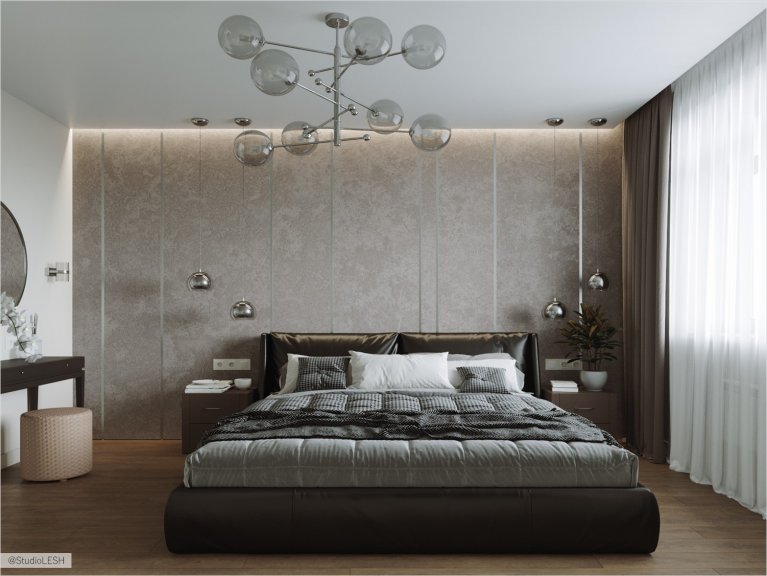  Modern cozy bedroom with a dressing table for the hostess