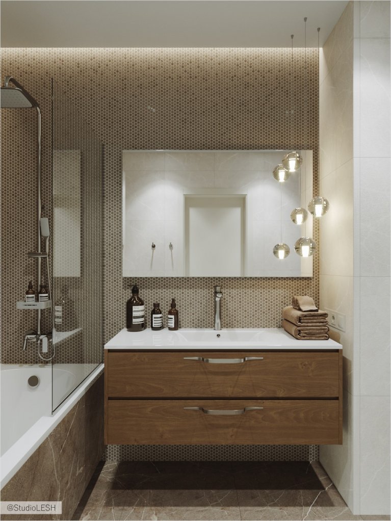  Hanging cabinet in the bathroom to create an airy atmosphere.