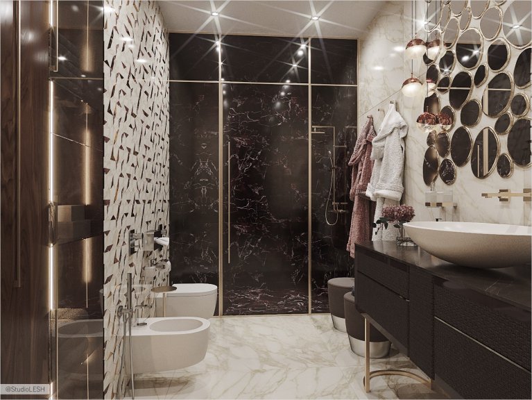 Sulfur marble shower room