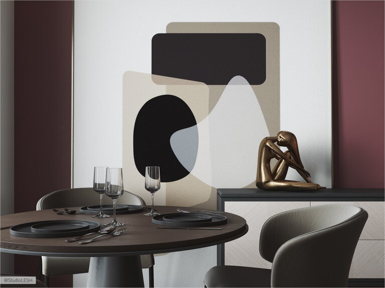 Abstract composition with all the colors of the interior