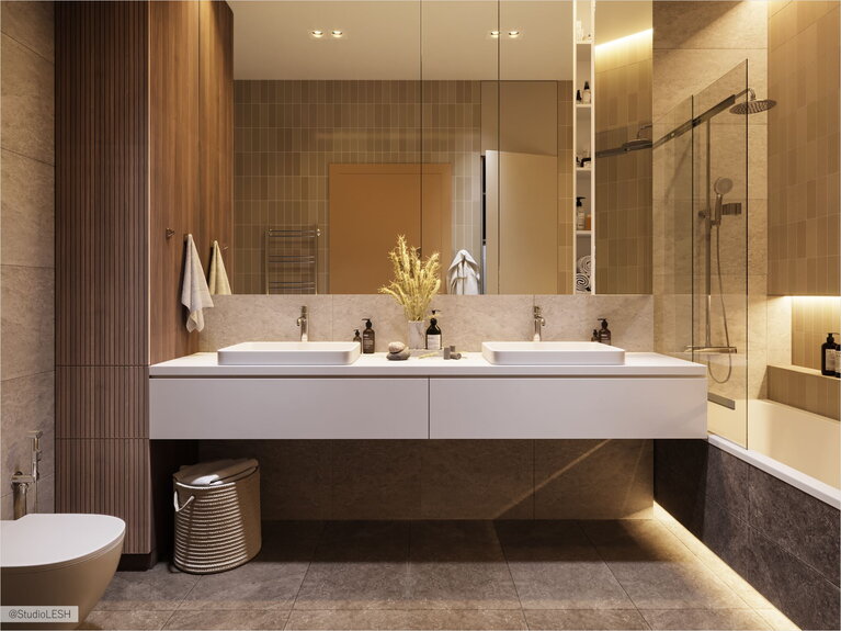 Double sink in the bathroom