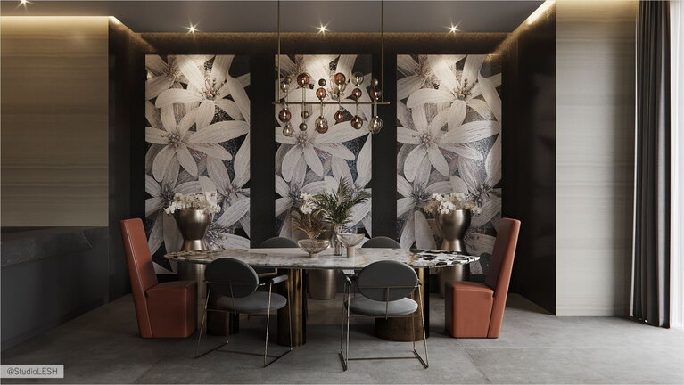 Large dining table in the living room