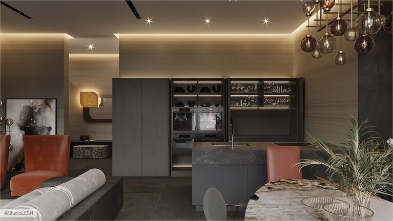 Kitchen with closed fronts