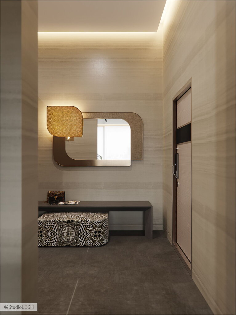 Interesting mirror in the interior of the hallway