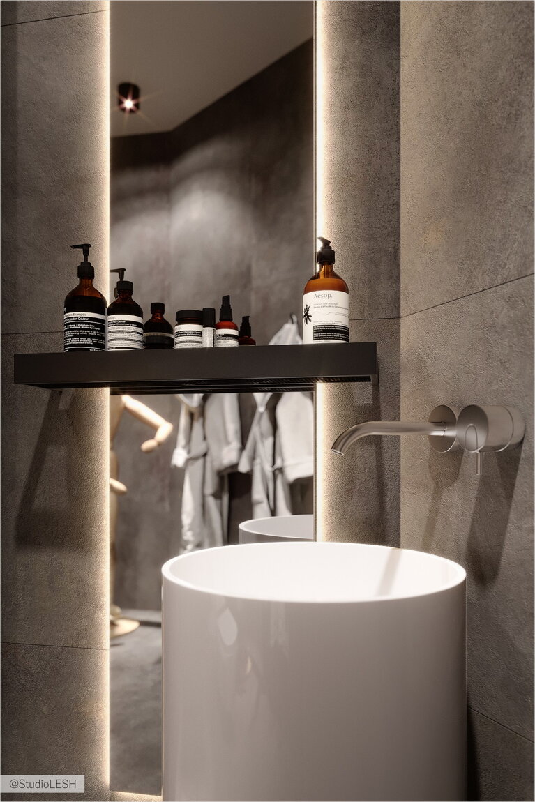 Круглая стационарная раковина для ванной комнаты 