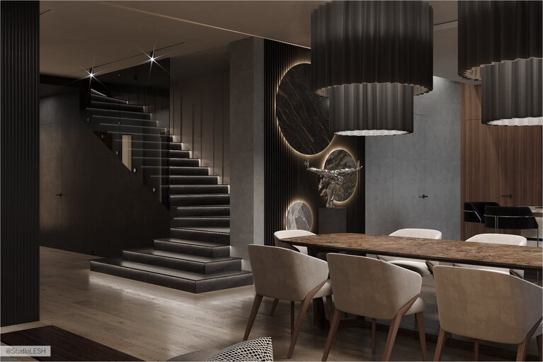hall design with a staircase in a modern style