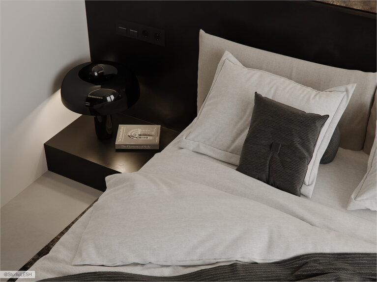 Floor lamp in the bedroom in black