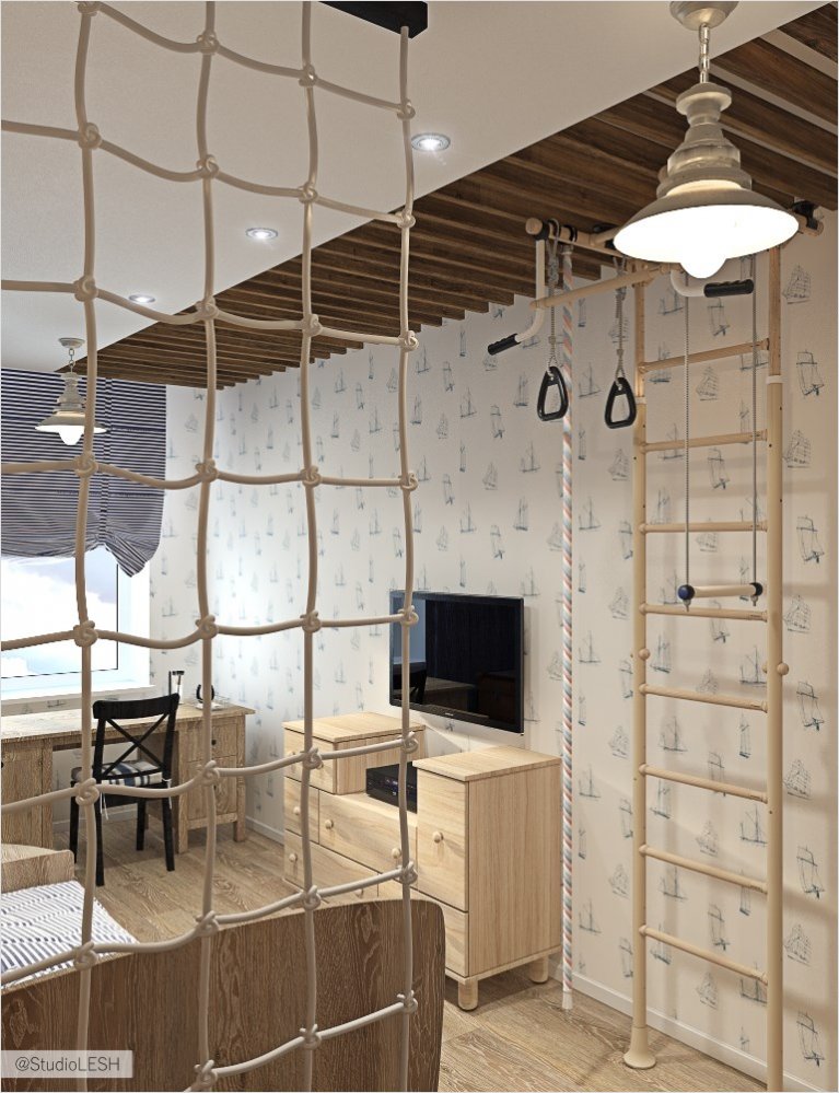 Дизайн детской для мальчика в морском стиле 