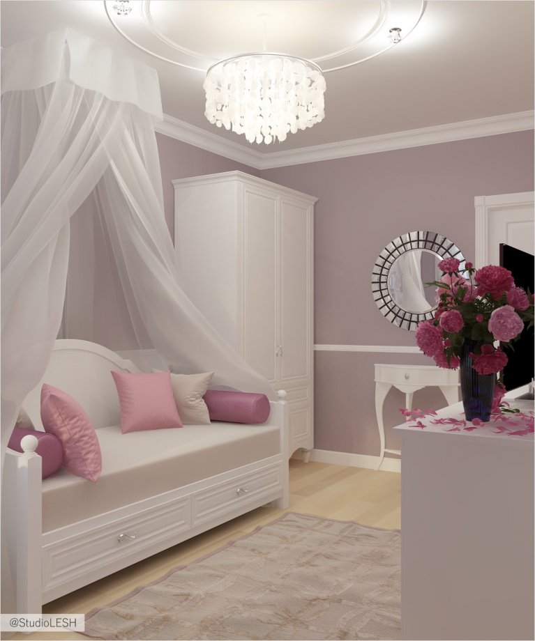 Дизайн детской комнаты, кровать с балдахином 