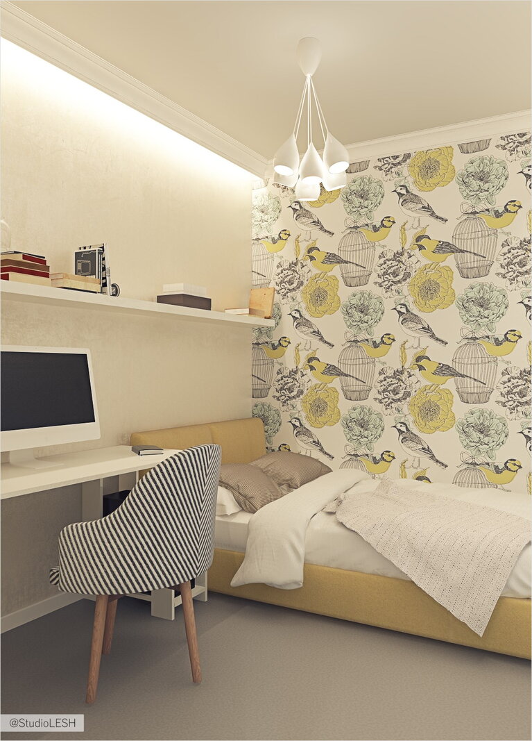 Спальня в однокомнатной квартире 