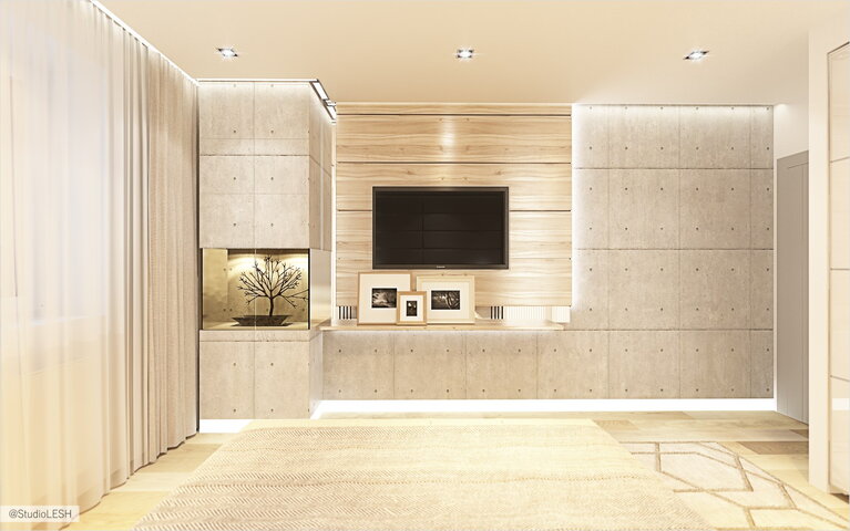 Оформление стены для телевизора 