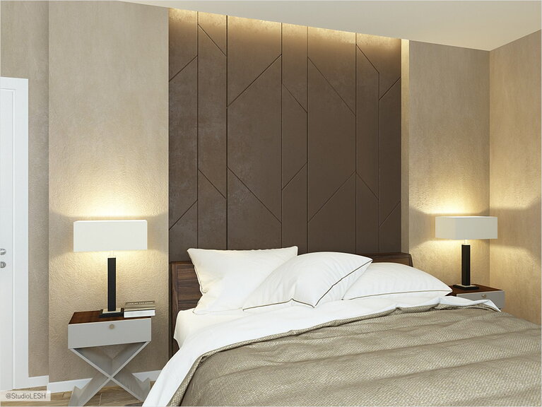 Интерьер спальной комнаты в загородном доме 