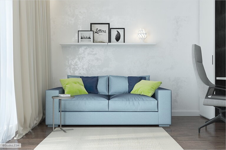 Небольшой диван в гостиной комнате 