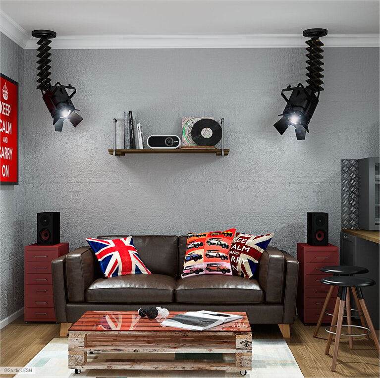 Гостиная зона на кухне небольшой квартиры 