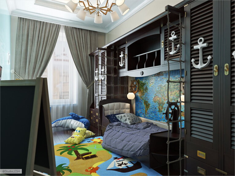Дизайн проект детской комнаты пирата 
