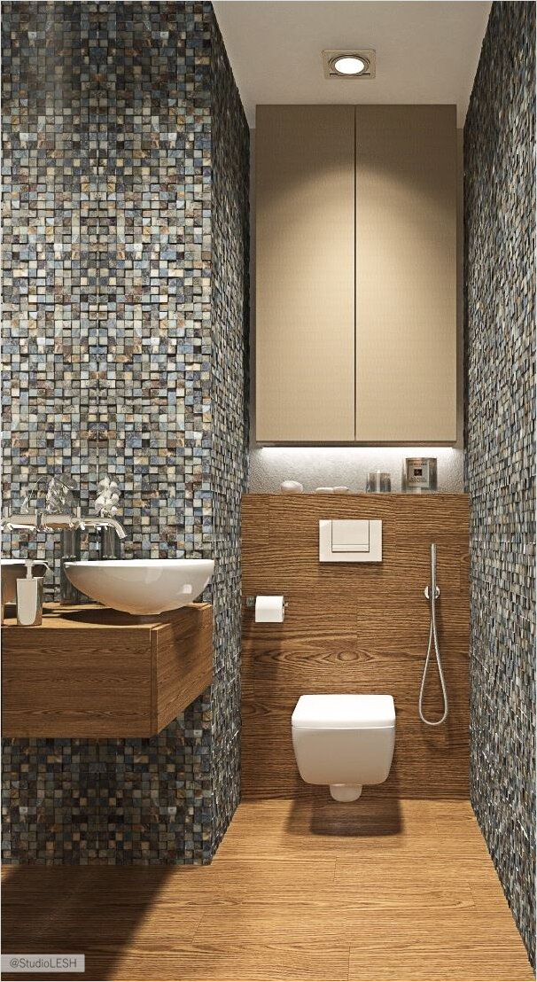 Мозаика в туалете, оформление санузла 