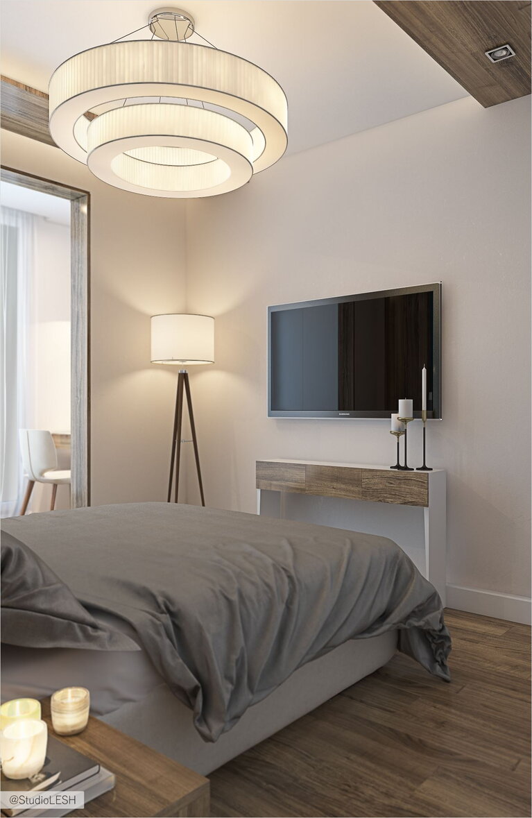 Оформление спальной комнаты в бежевых тоннах 