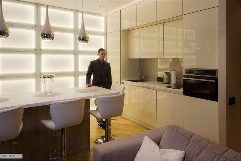 Белые глянцевые кухни в интерьере реальные фото 