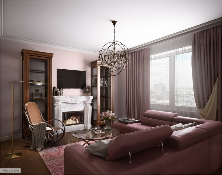 Декоративный камин в гостиной