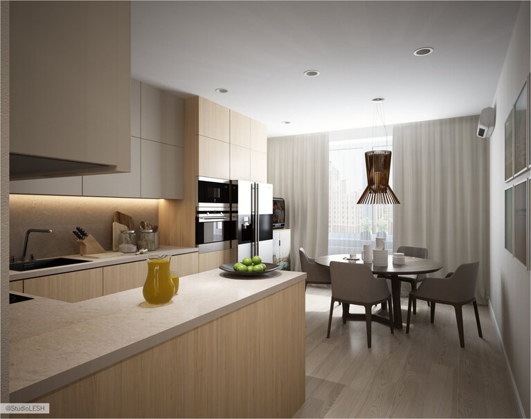 просторная кухня фото