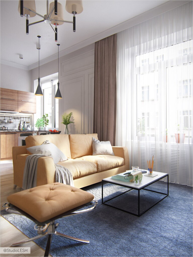 текстильный диван в гостиной