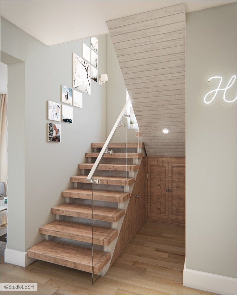 Лестничный пролет Деревянные ступени 