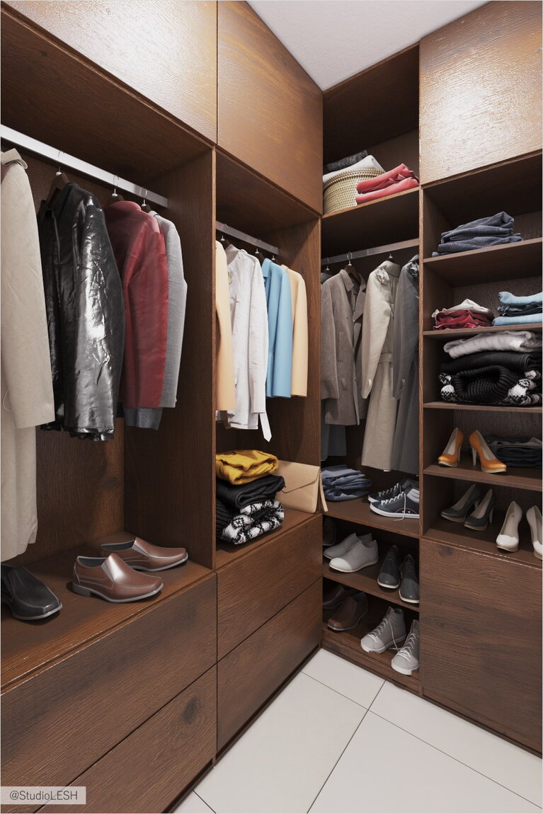 Коричневая гардеробная