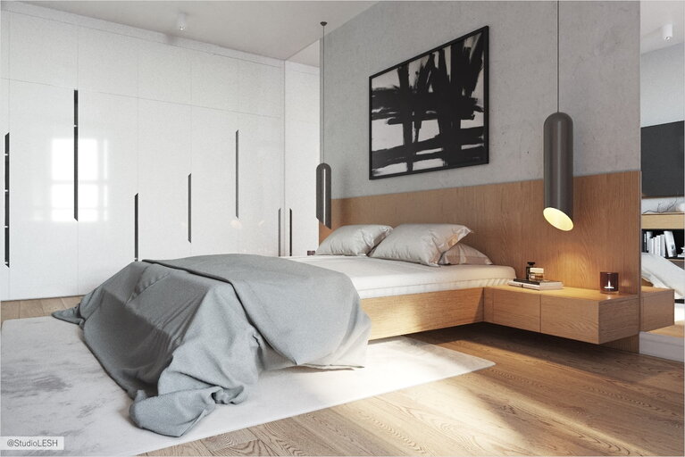 Спальня большая кровать