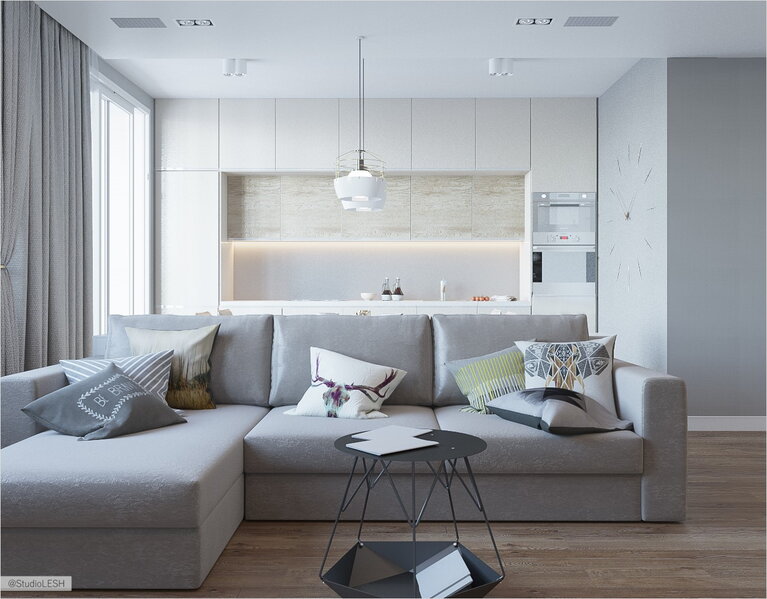 Кухня-гостиная в стиле минимализм