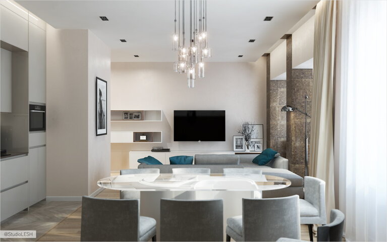 Гостиная серый диван