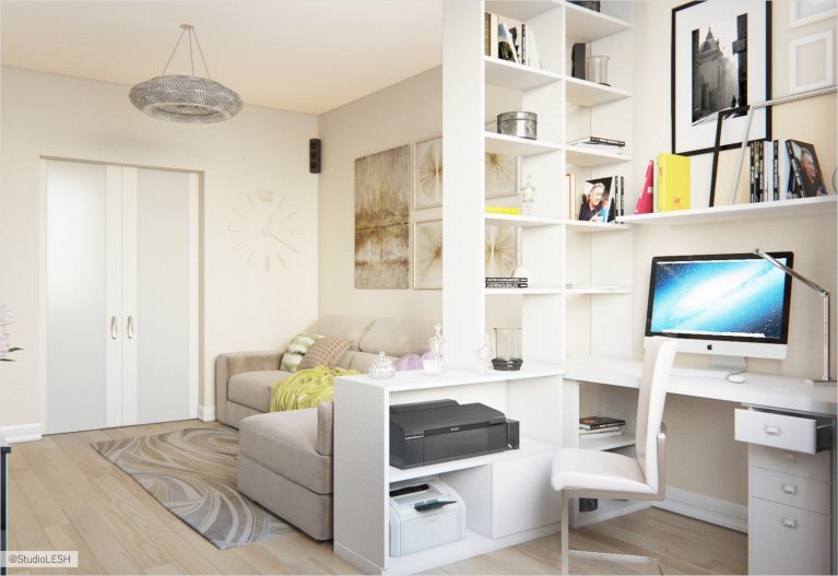 Гостиная рабочая зона