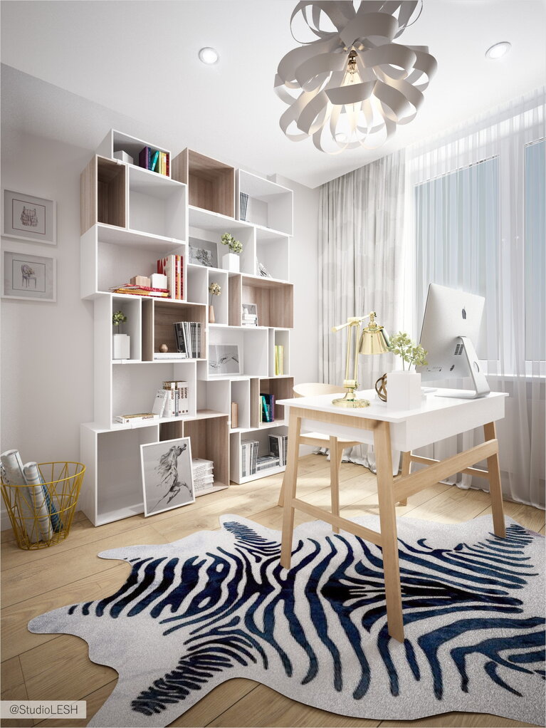 Кабинет для хозяйки ковер-зебра