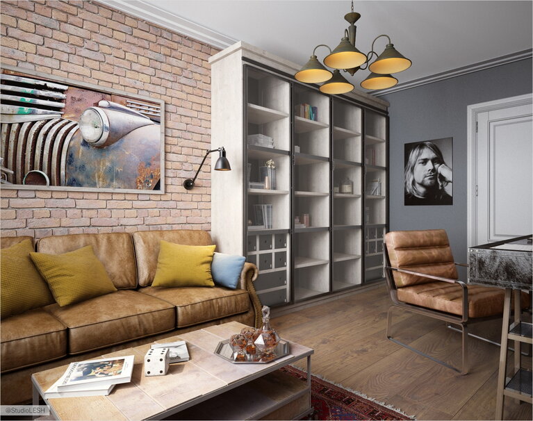 Кабинет в стиле лофт