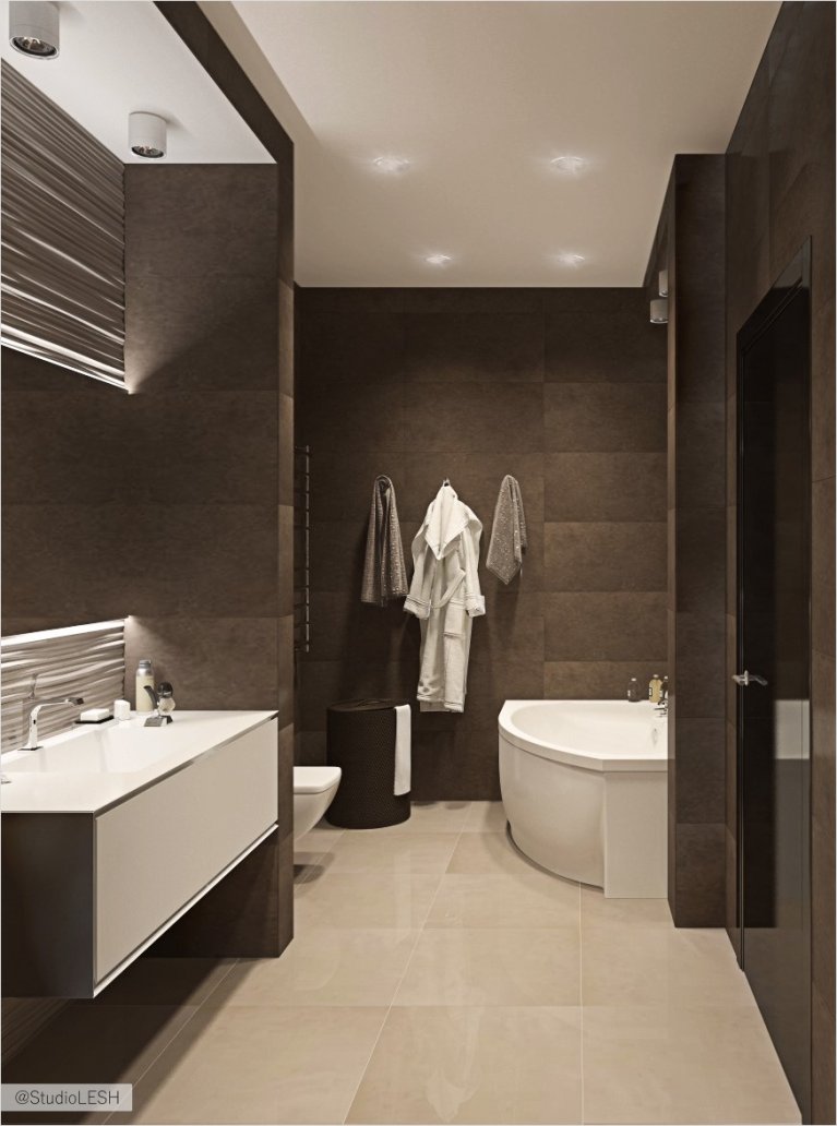 Темная ванная в современном стиле
