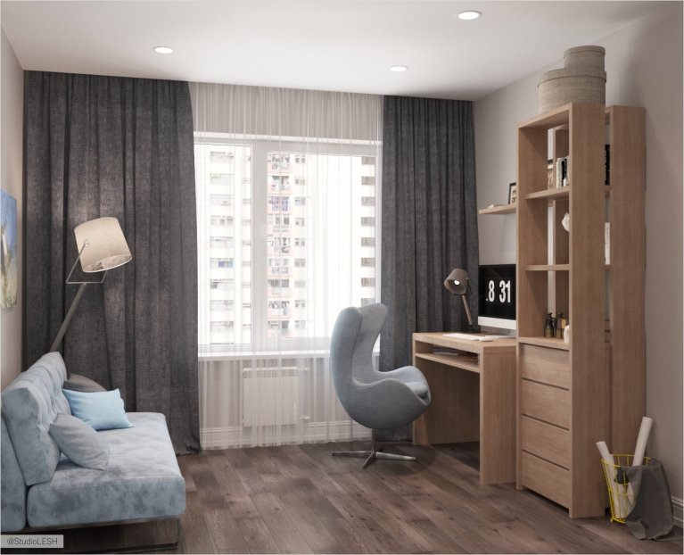 Кабинет с элемнтами лофт