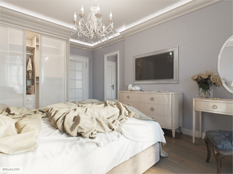 Классическая спальня в нежных тонах