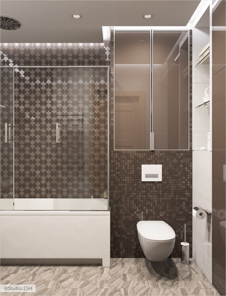 Кофейные стены в ванной