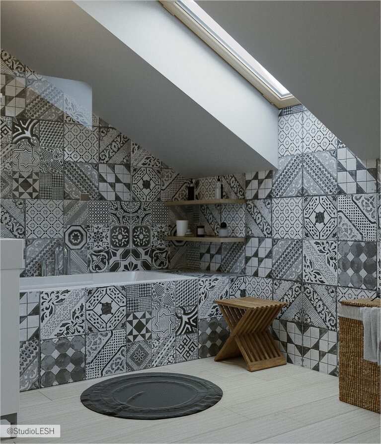 Серая ванная комната