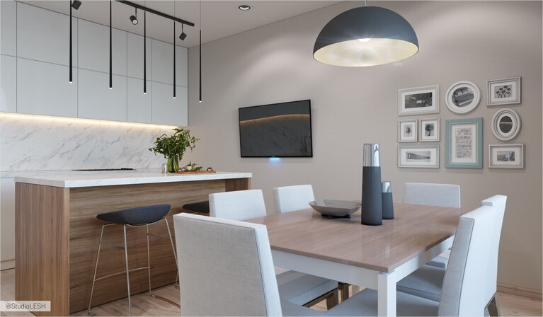 Светлая и просторная кухня