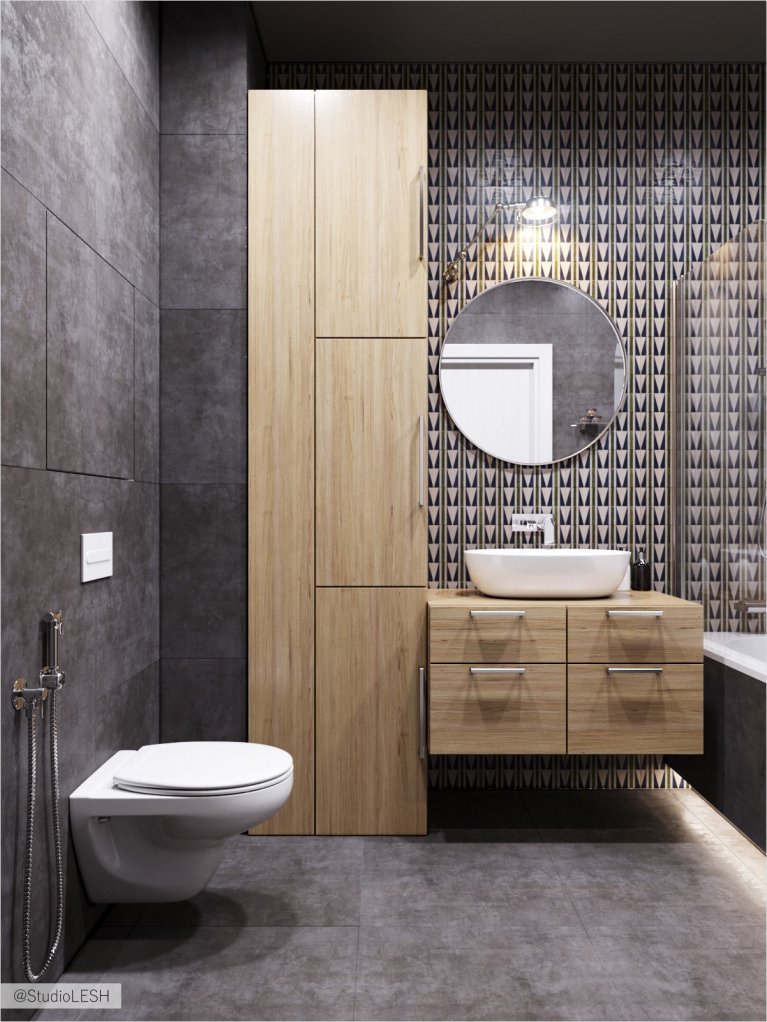 Ванная комната в темных тонах