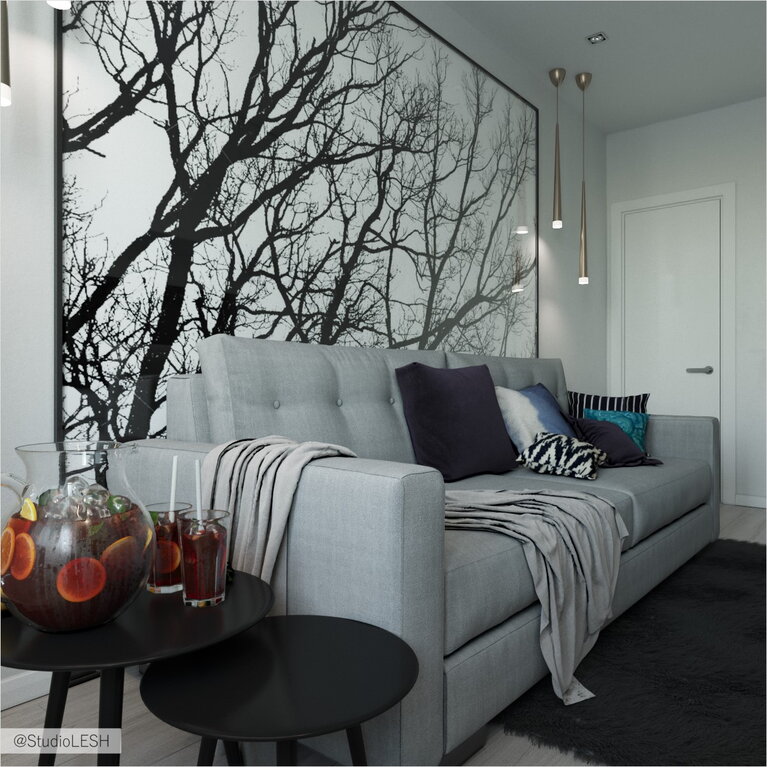 Монохромная гостиная