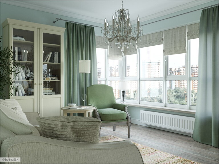 Большие окна в гостиной