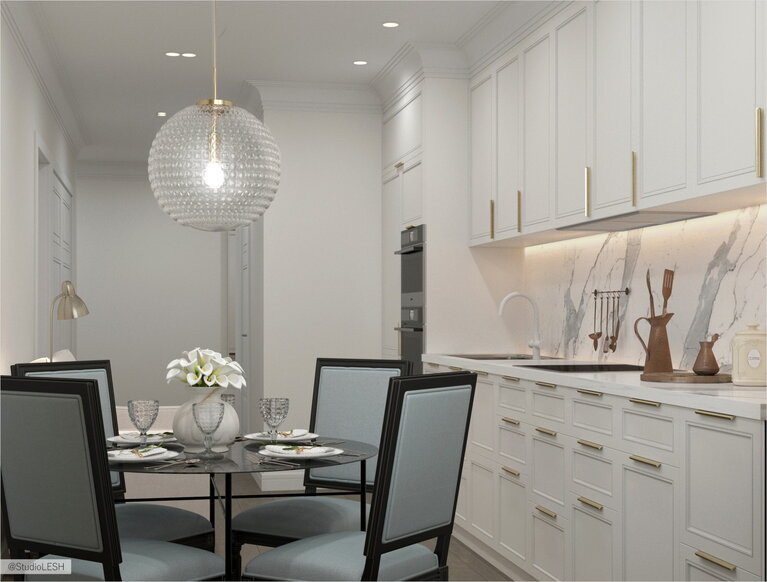 Белая классическая кухня