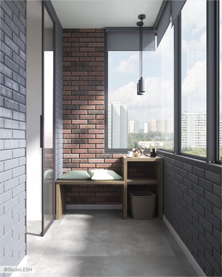 Балкон в стиле лофт