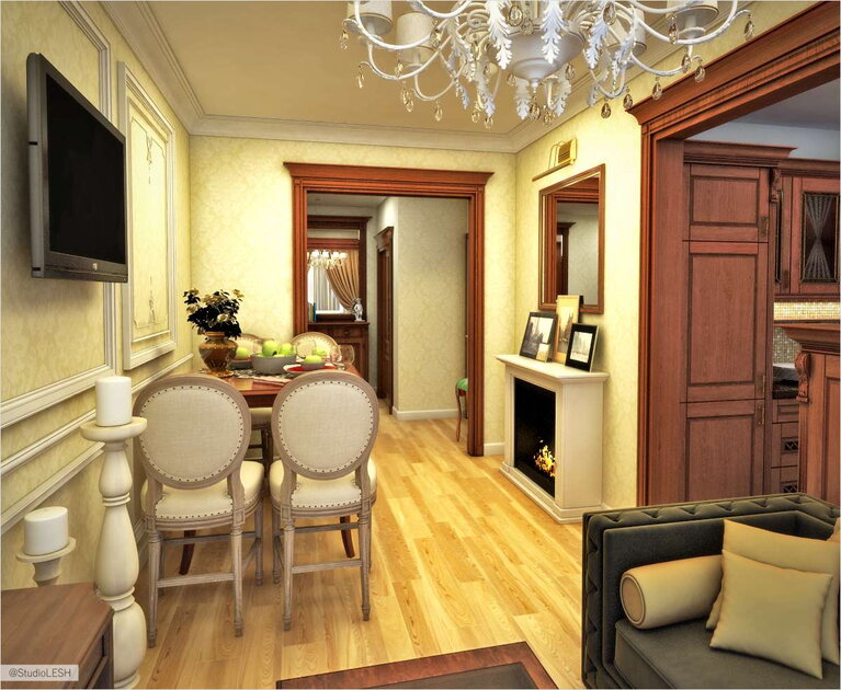 Дизайн проект гостиной, обедены стол