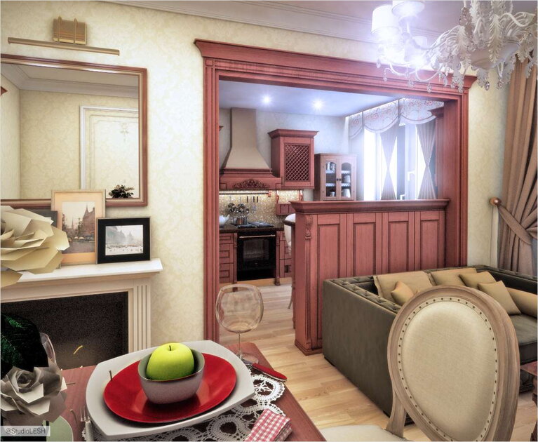 Дизайн интерьера гостиной, барная стойка