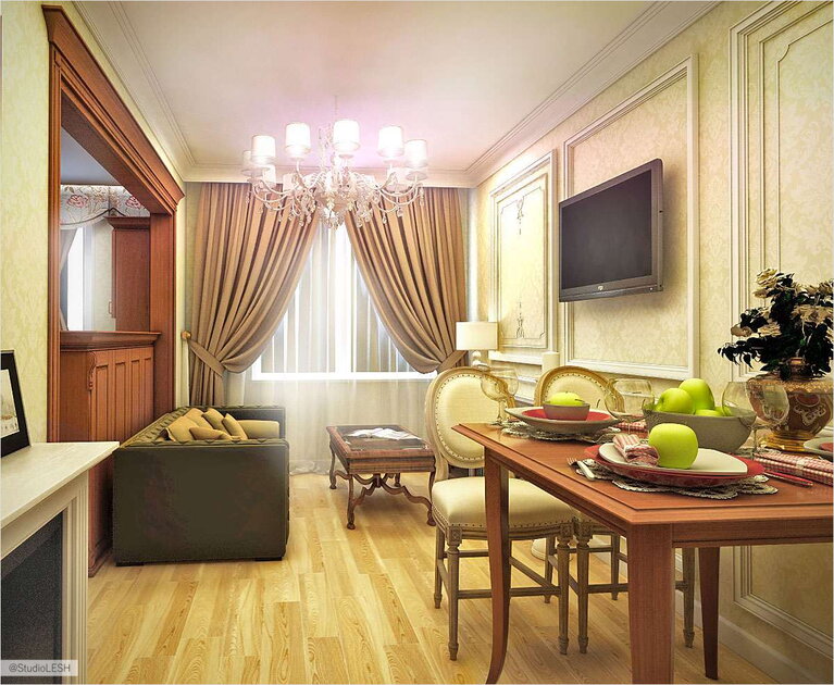 Дизайн проект гостиной, классический стиль