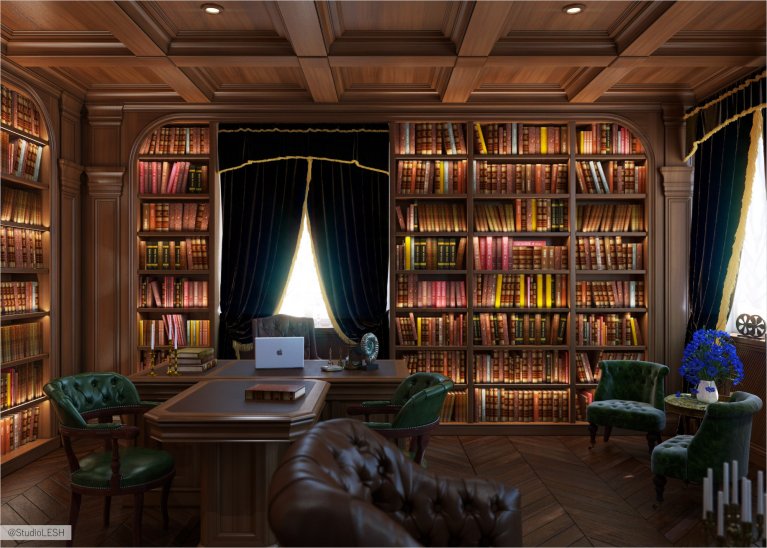 Дизайн проект кабинета в классическом стиле