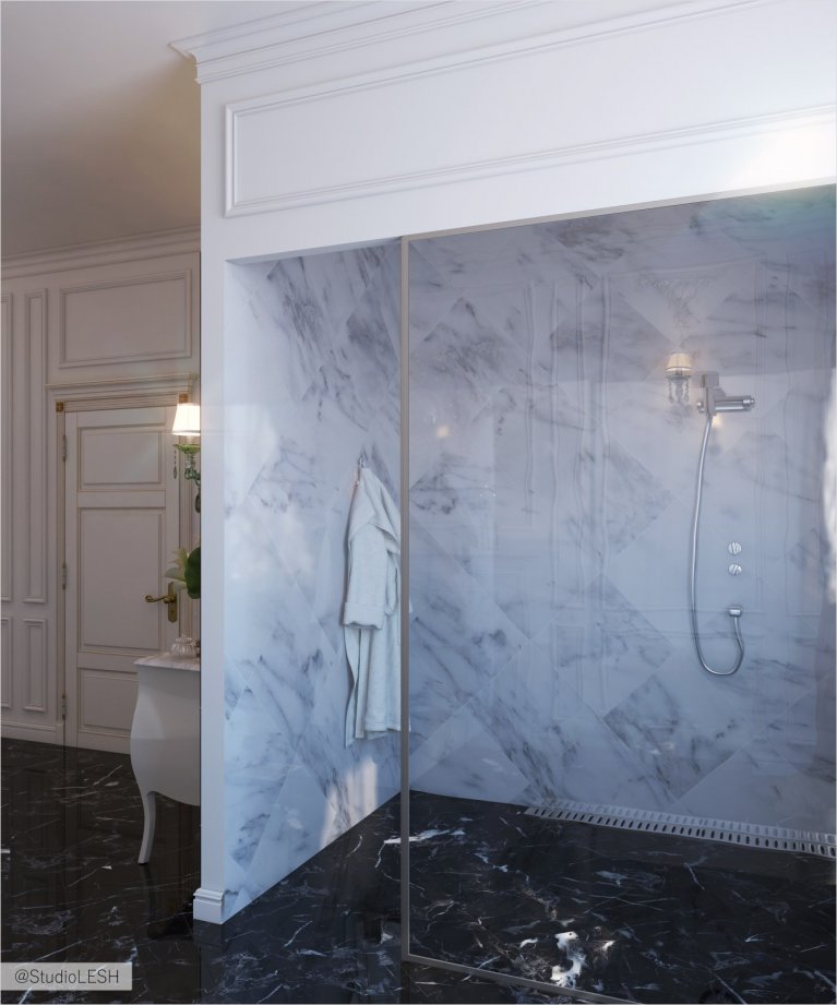 Дизайн душевой со стеклянной перегородкой 