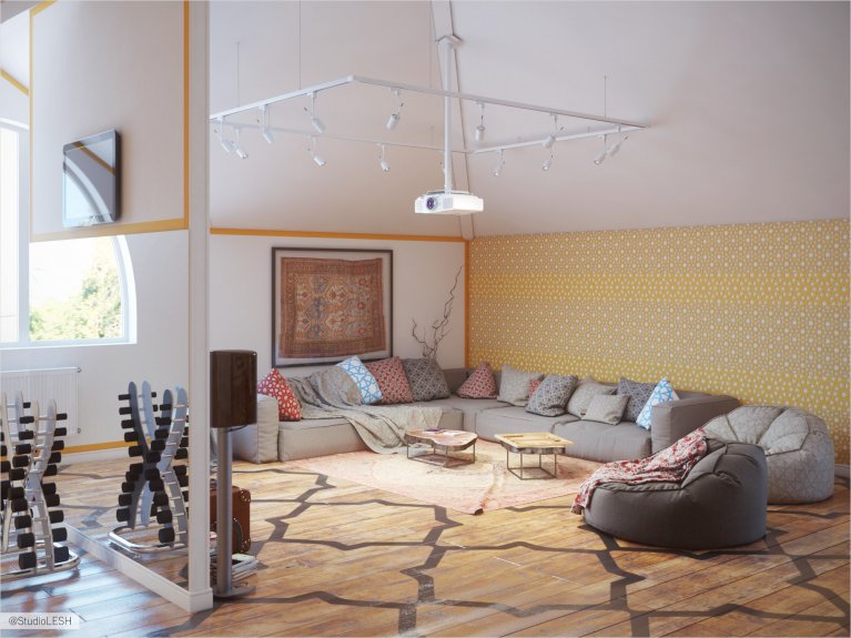 Лаунж зона, оформление интерьера 